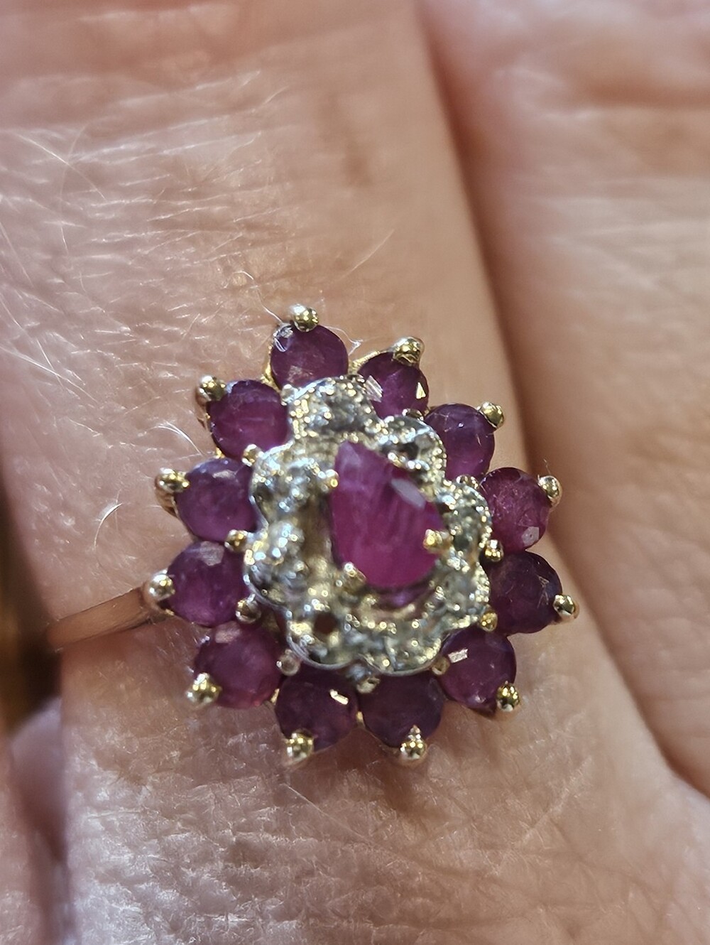 10K Yellow Gold Ruby And Diamond Ring
